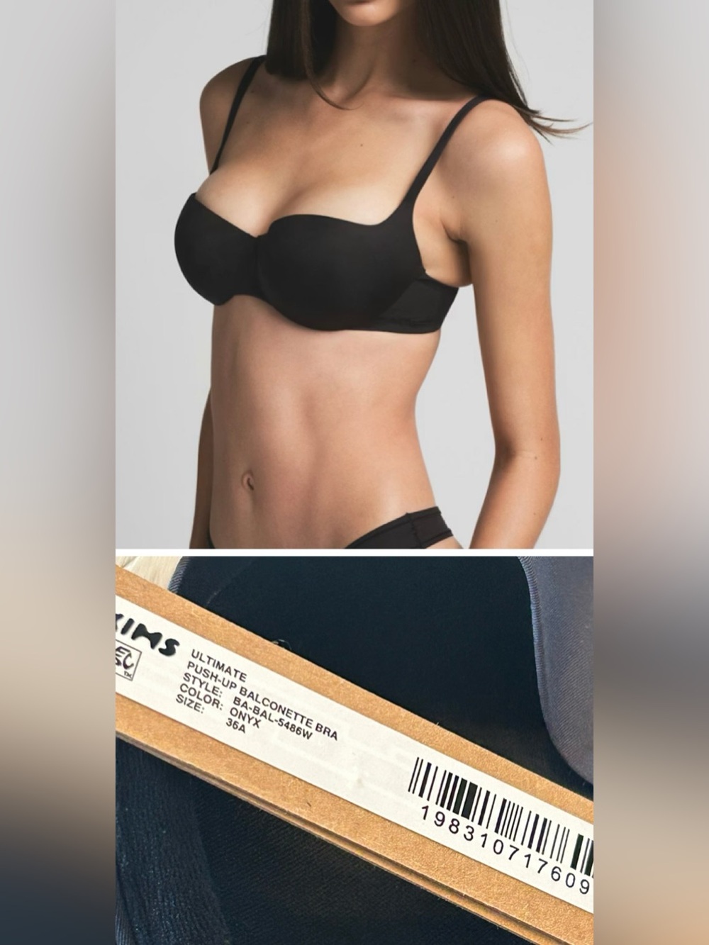 SKIMS Ultimate Push-Up Balconette Bra in Onyx Black 36A NWT New